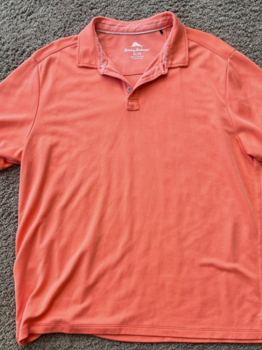 Tommy Bahama Men's Salmon Pink Orange Polo Shirt Size XL